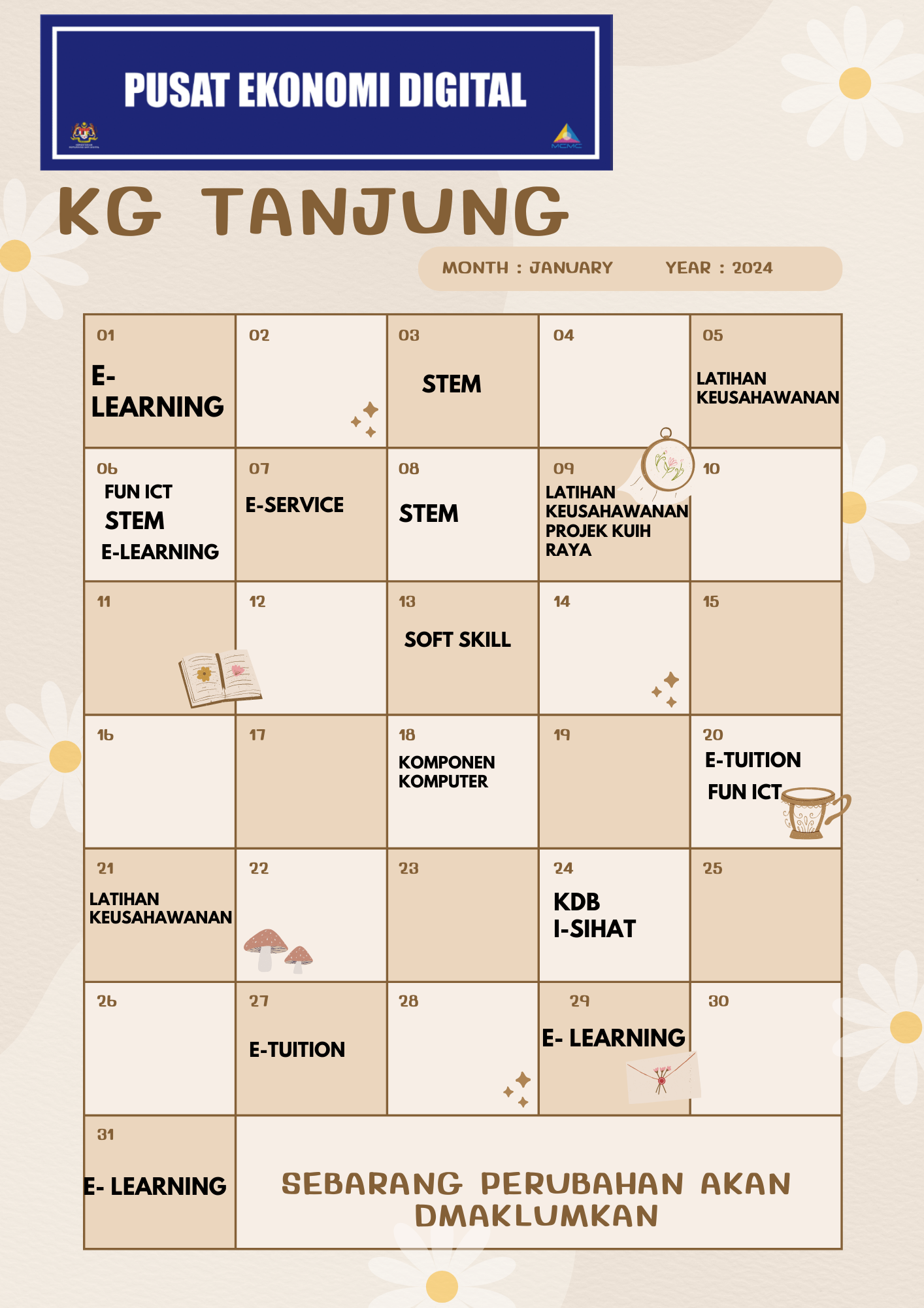 Beige Brown Texture Cute Cottagecore June 2023 Monthly Planner